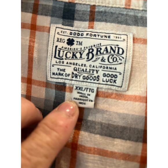 Lucky Brand SHORT SLEEVE SNAP BUTTON SHIRT Men XXL PLAID Western Cowboy Festival - Picture 3 of 7